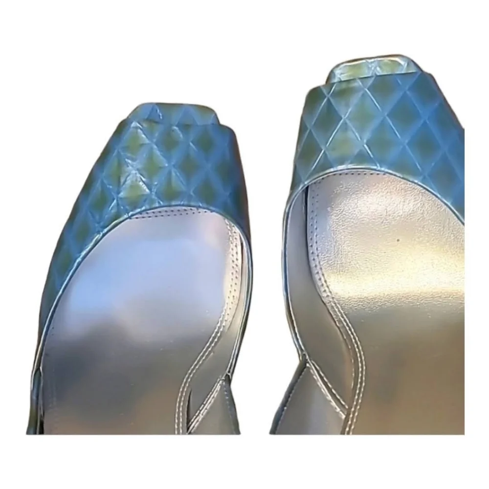 Enzo Angliolini Size 8 Green and Blue Peep Toe Heels